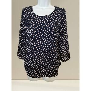 Ann Taylor Navy Polka Dot Blouse – Size XS